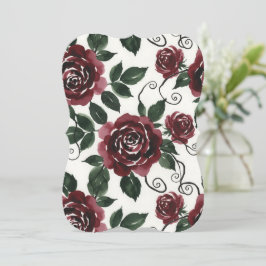 Cartão de Menu Floral Rosas Vermelhas Escuras