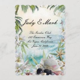 Cartão de Menu Floral Tropical Beach Wedding