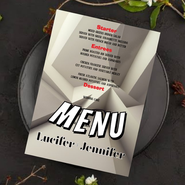 Cartão de Menu Geométrico Moderno com Foto (Criador carregado)