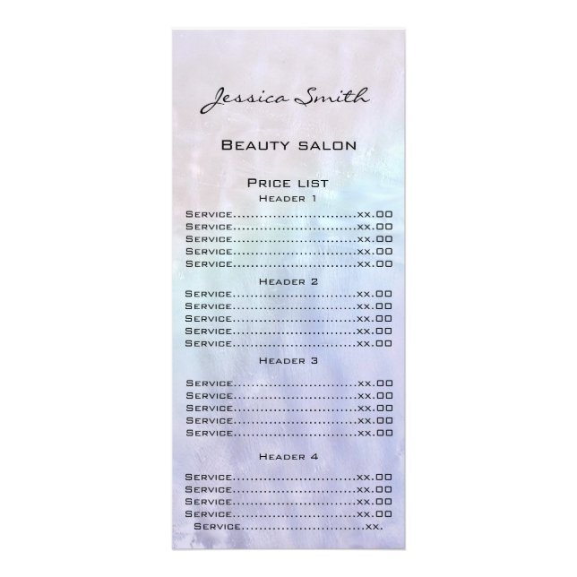 Cartão de menu holográfico de luxo moderno e elega (Frente)