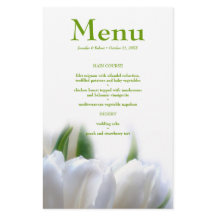Cartão de Menu Janto de Casamento de Tulipas Branc