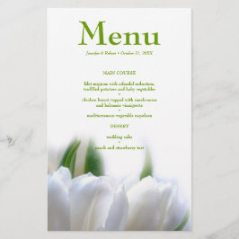 Cartão de Menu Janto de Casamento de Tulipas Branc