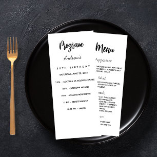 Cartão de menu janto do programa de aniversário br