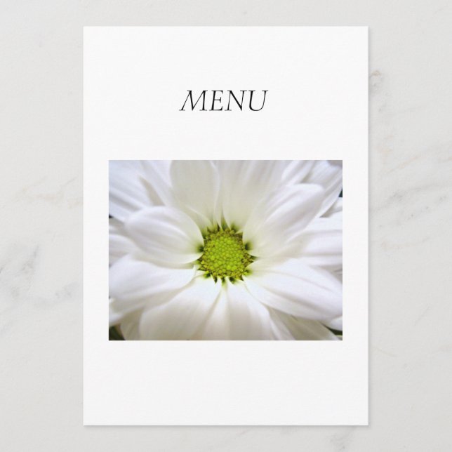 Cartão de menu janto. flor branca pura de margarid (Frente)