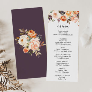 Cartão de Menu Janto Floral Elegante do outono Rus