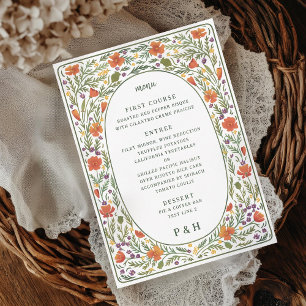Cartão de Menu Janto Ilustrado Poppies California