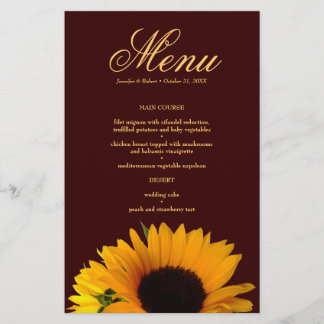 Cartão de Menu Janto Rustic Sunflower