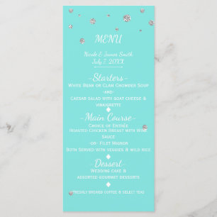 Cartão de Menu Lantejoulas Falsas Glam Azul e Prat