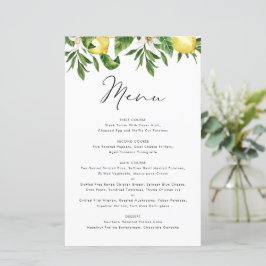 Cartão de Menu Limão e Verde de Verão