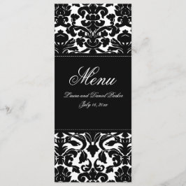 Cartão de Menu Linen Linen para Damasco Branco e P