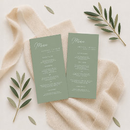 Cartão de Menu Longo de Casamento Minimalista em V
