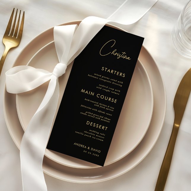 Cartão de Menu Lugar Ouro Preto com Nome do Convid (Criador carregado)