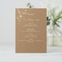 Cartão de Menu Lunaria Kraft Boho Casamento