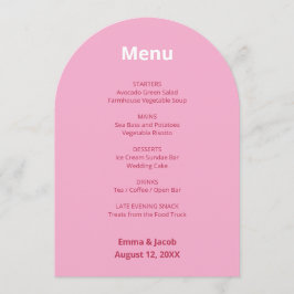 Cartão de Menu Magenta Moderno de Casamento Rosa