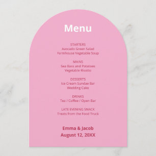 Cartão de Menu Magenta Moderno de Casamento Rosa