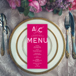Cartão de Menu Magenta Moderno e Negra<br><div class="desc">Este Cartão de Menu de Casamento Magenta Moderno e Negrito é uma mistura perfeita de moderno e elegância para o seu dia especial. Este cartão apresenta uma matiz magenta vibrante que captura o olho e o coração, estabelecendo um tom memorável para o seu banquete de casamento. Projetado com beleza e...</div>