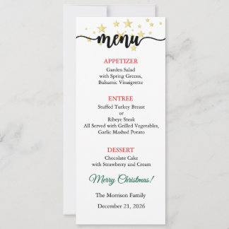 Cartão de Menu, Menu de Natal, Jantar, Almoço