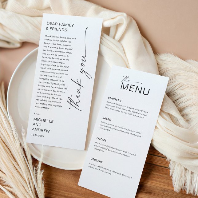 Cartão de Menu Moderno e Mensagem de Agradecimento (Criador carregado)