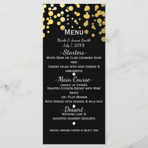 Cartão de Menu Moderno Glamour Pontos de Confete P