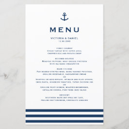 Cartão de Menu Náutico Náutico de Âncora Azul do M