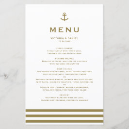 Cartão de Menu Náutico Náutico de Âncora Dourada M
