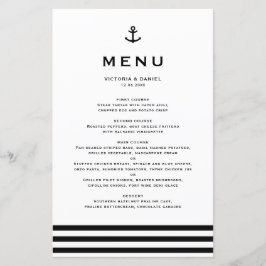 Cartão de Menu Náutico Náutico de Âncora Negra Mod