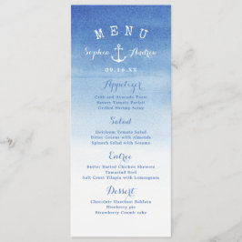 Cartão de menu náutico para o casamento de praia e