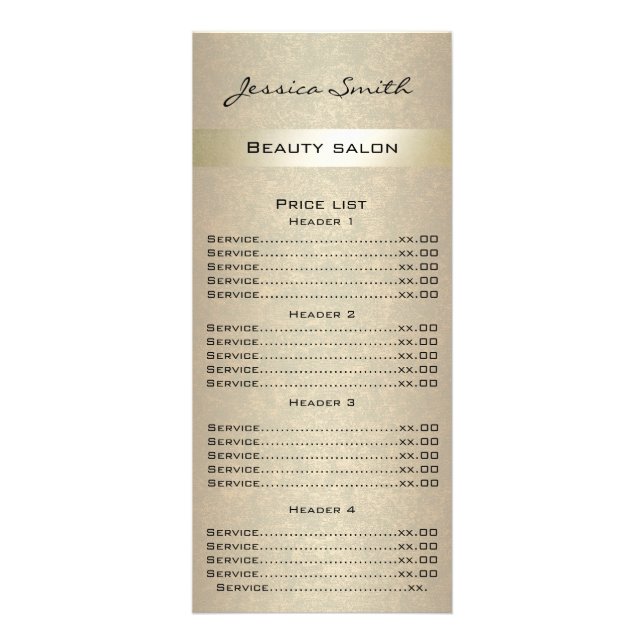 Cartão de menu ouro de luxo moderno e elegante (Frente)