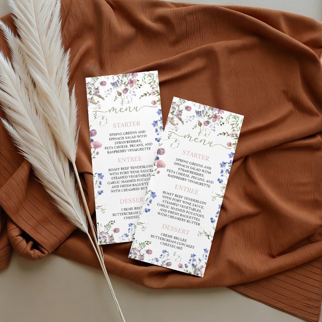 Cartão de Menu para Chá de Bebê Flor Silvestre (Criador carregado)