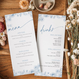 Cartão de Menu para Comidas e Bebidas Azuis Elegan