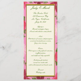 Cartão de Menu Personalizado de Flores Rosa