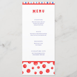 Cartão de Menu Plano de Evento Vermelho Azul de Ve