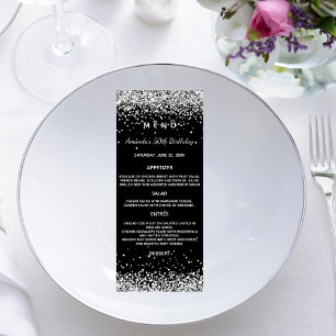 Cartão de menu prateado preto