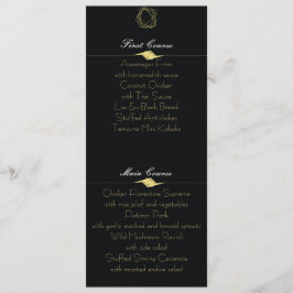 Cartão de Menu Preto e Dourado