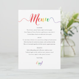 Cartão de Menu Rainbow Wedding