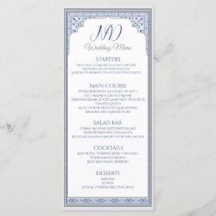 Cartão de Menu Real Turco de Casamento