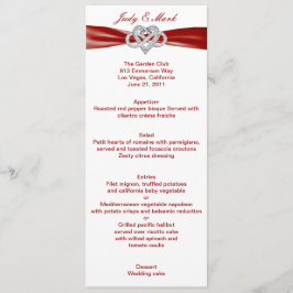 Cartão de Menu Red Infinity Heart Wedding