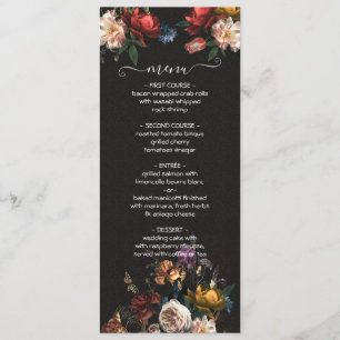 Cartão de menu Rembrandt Floral Dark & Moody Weddi