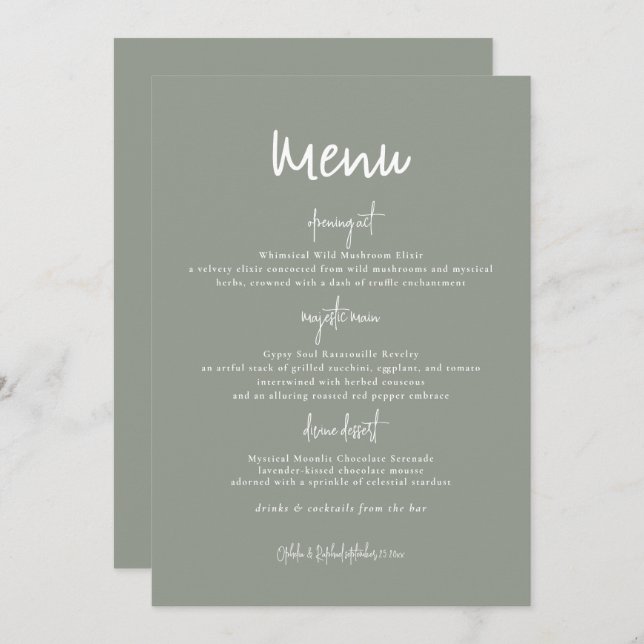 Cartão de Menu Reversível de Casamento Rustic Dual (Frente/Verso)