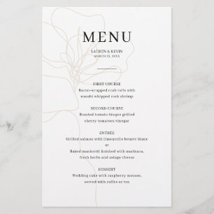Cartão de menu Rosa de casamento ilustrado