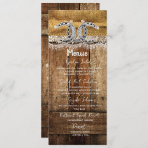 Cartão de Menu Rustic Country Western Wedding