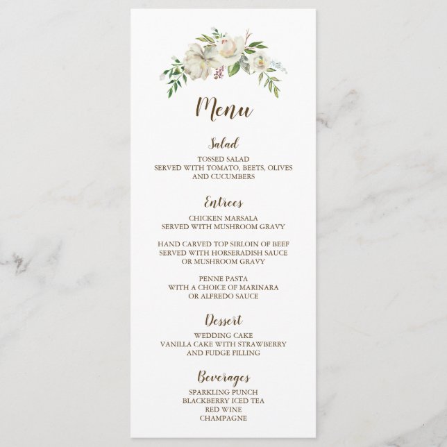 Cartão de Menu Rustic Elegance Wedding (Frente)