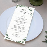 Cartão de Menu Rustic Greenery Wedding<br><div class="desc">Cartão de menu na moda por © berryberrysweet. Arquivos digitais imprimíveis e itens correspondentes estão disponíveis! Visite nosso site em berryberrysweet.com para designs de papelaria e presentes personalizados.</div>