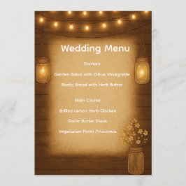 Cartão de Menu Rustic Mason Jar Wedding