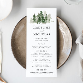 Cartão de Menu Rustic Pine Forest Wedding