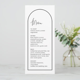 Cartão de Menu Simples de Casamento de Arco Preto