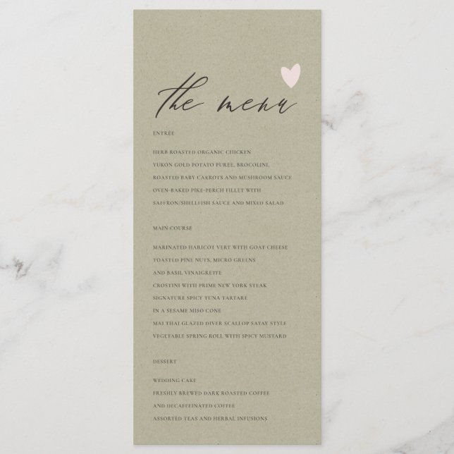 Cartão de menu SIMPLES ELEGANTE DOURADO KRAFT TYPO (Frente)