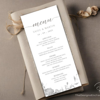 Cartão de Menu Simples Floral Boho