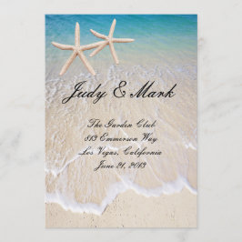 Cartão de Menu Starfish Beach Wedding
