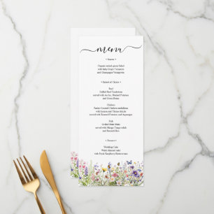 Cartão de Menu Summer Wildflower personalizado